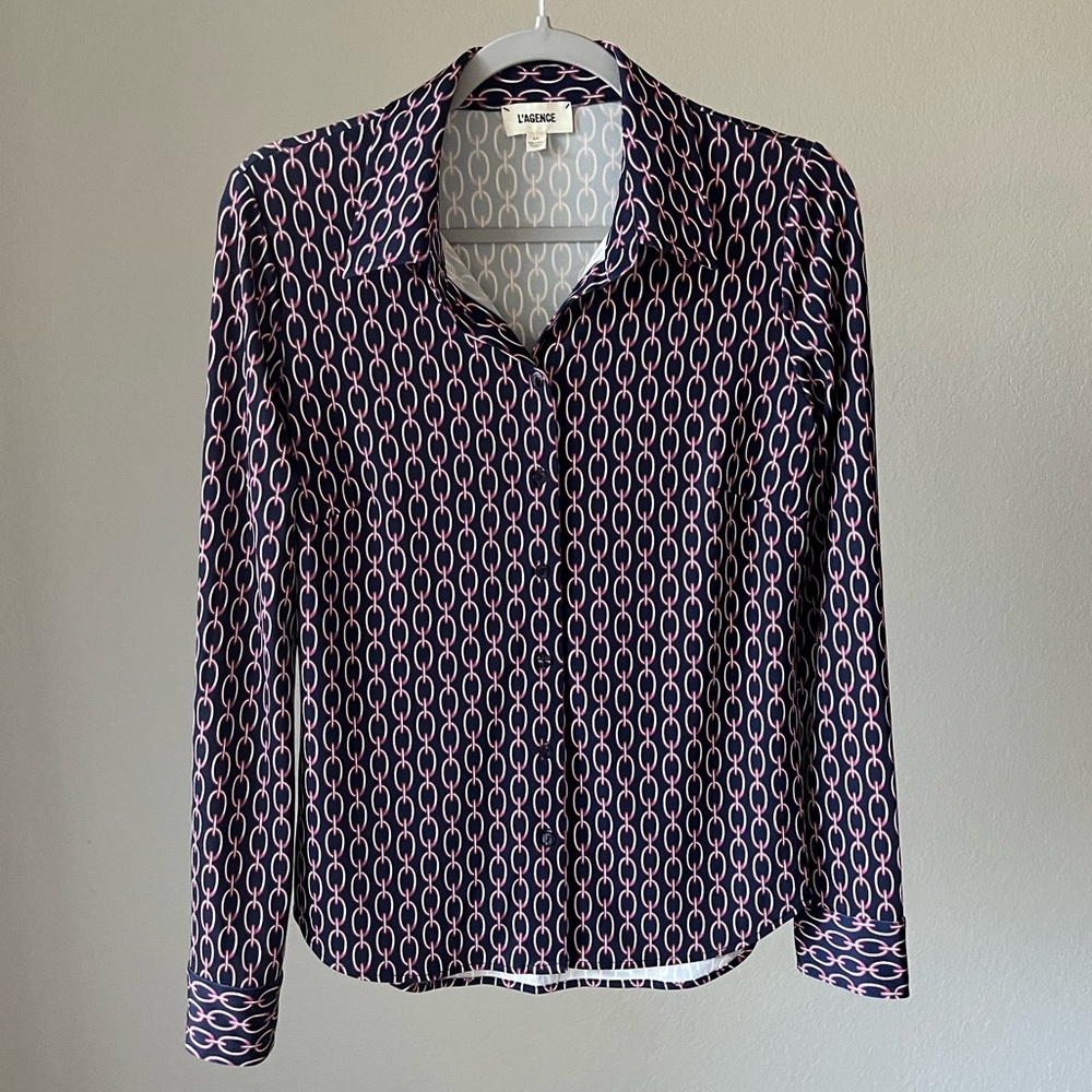 L’AGENCE Harmony Long Sleeve Blouse Dusty Pink Size S